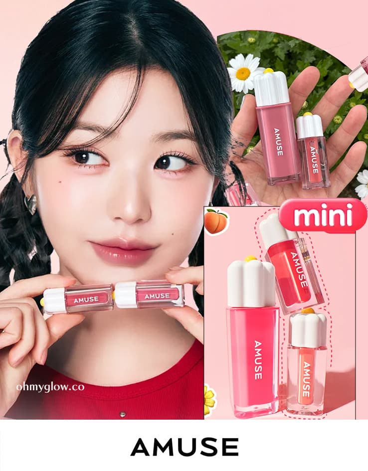 AMUSE Dew Tint 水光純素花瓣露水唇釉迷你套裝