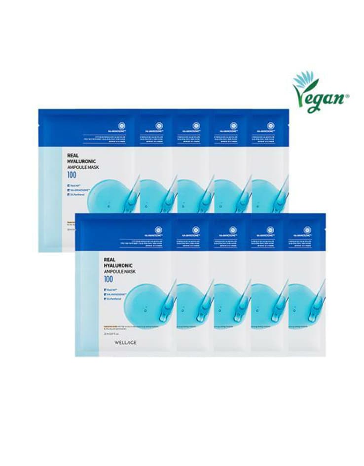 Wellage Real Hyaluronic 100%純透明質酸保濕精華面膜